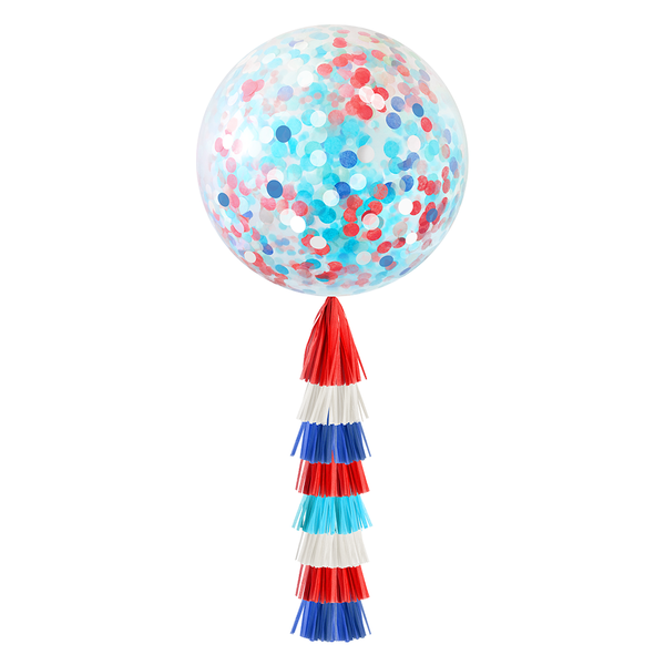 Jumbo Confetti Balloon & Tassel Tail - Red, White & Blue – Paperboy