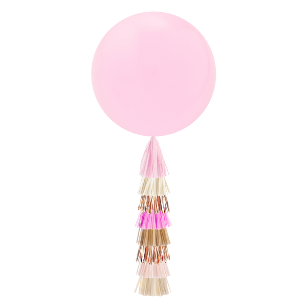 Jumbo Balloon & Tassel Tail - Magenta Pink Hearts S7147