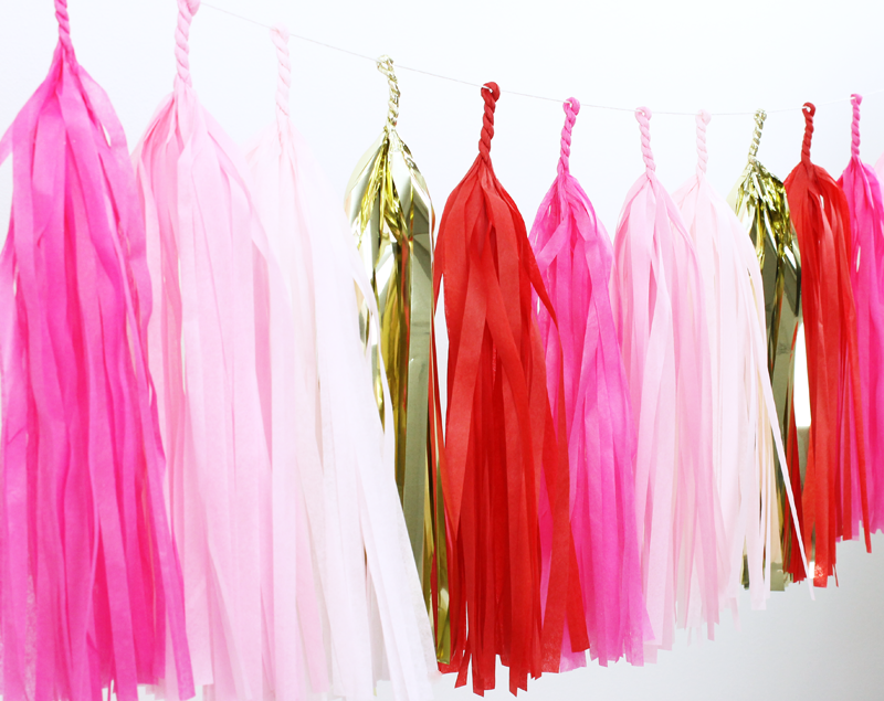 Tissue Paper Tassel Garland Kit (20 Tassels)- Pink Party - Candles4Less